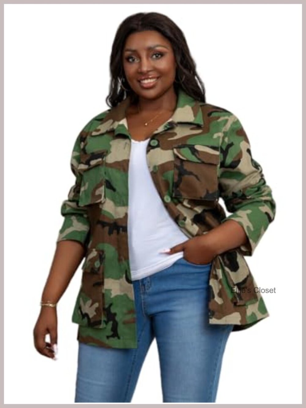 Women's Utility Denim Shacket with Flap Pockets Long Sleeve